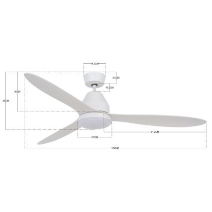 Lucci air 213043 - LED Stropni ventilator WHITEHAVEN GX53/17W/230V bela + Daljinski upravljalnik