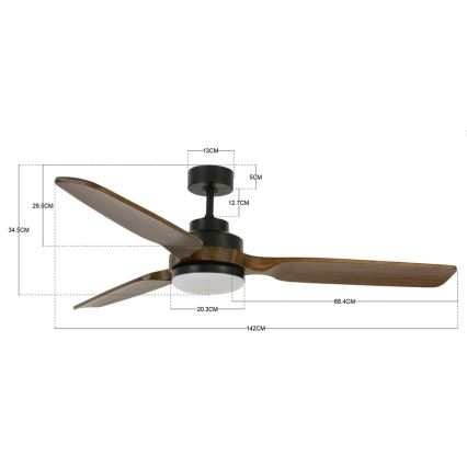 Lucci air 213054 - LED Stropni ventilator SHOALHAVEN GX53/17W/230V črna/pavlonija + Daljinski upravljalnik