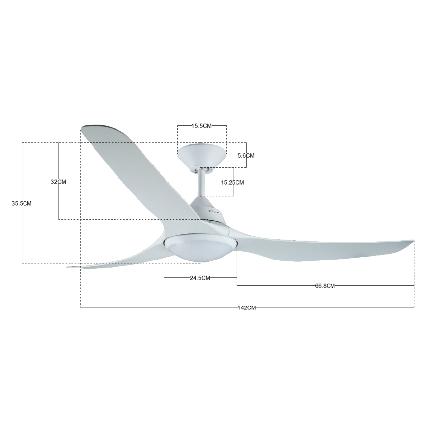Lucci air 213096 - LED Stropni ventilator MARINER LED/15W/230V bela + Daljinski upravljalnik