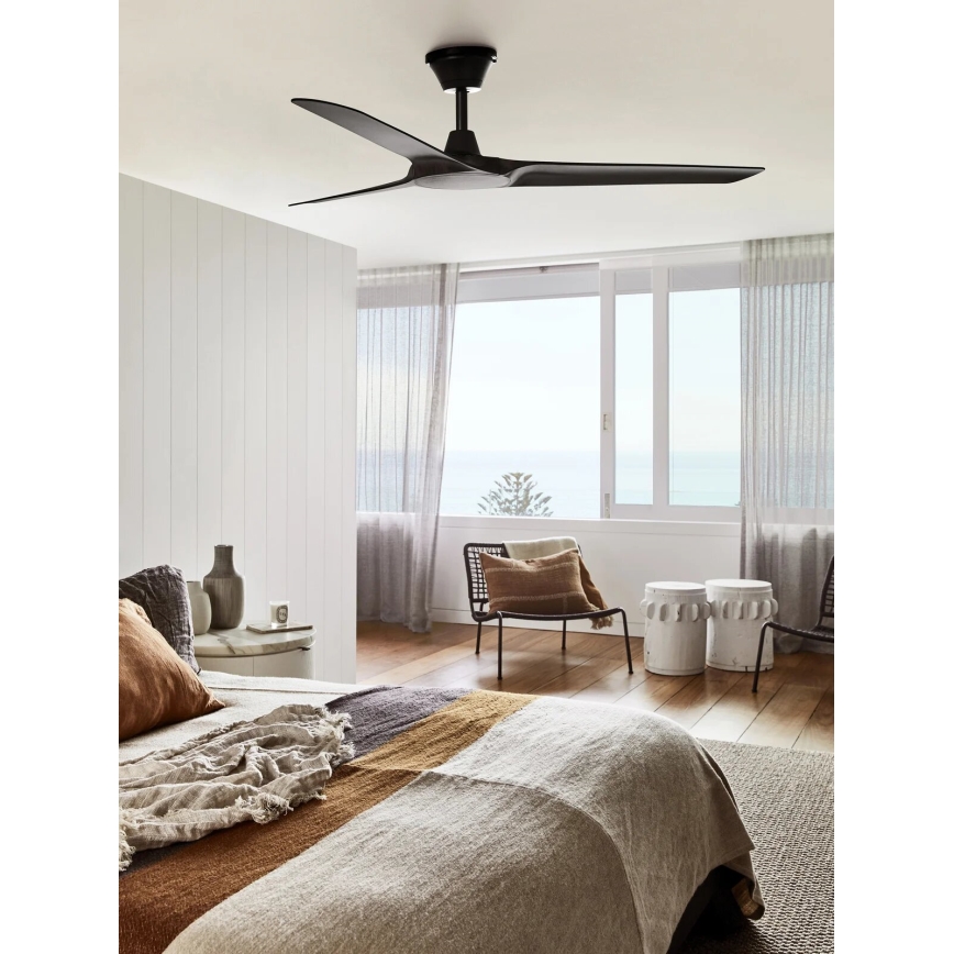 Lucci Air 21321649 - Stropni ventilator ABYSS pr. 142 cm IP66 črna + Daljinski upravljalnik