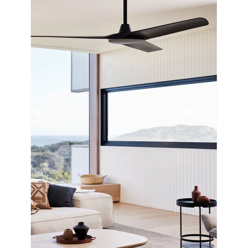 Lucci Air 21321649 - Stropni ventilator ABYSS pr. 142 cm IP66 črna + Daljinski upravljalnik