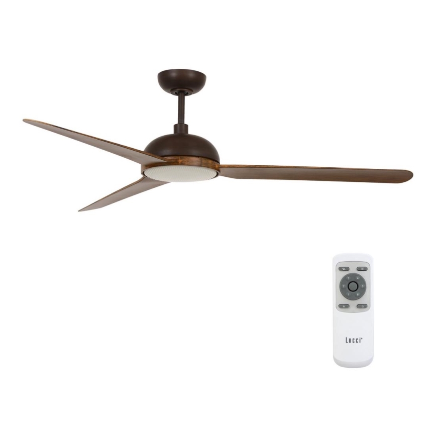 Lucci air 213300 - LED Zatemnitveni stropni ventilator UNIONE 1xGX53/12W/230V rjava + Daljinski upravljalnik