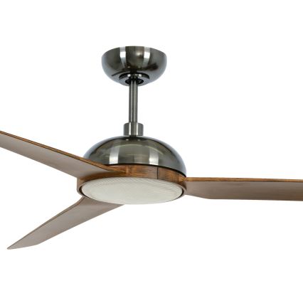 Lucci air 213301- LED Zatemnitveni stropni ventilator UNIONE 1xGX53/12W/230V rjava/sijajni krom + Daljinski upravljalnik