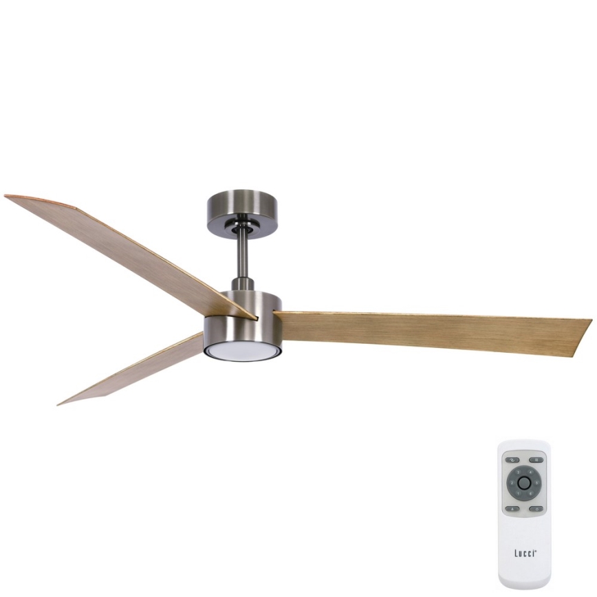 Lucci air 21610449 - LED Zatemnitveni stropni ventilator CLIMATE 1xGX53/12W/230V rjava/sijajni krom + Daljinski upravljalnik