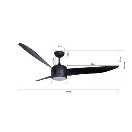 Lucci air 512910 - LED Stropni ventilator AIRFUSION NORDIC LED/20W/230V črna + Daljinski upravljalnik