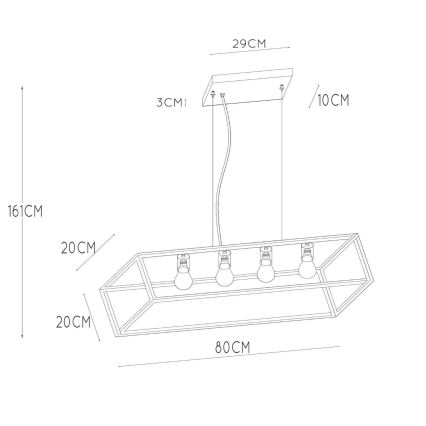 Lucide 00425/04/30 - Lestenec na vrvici FABIAN 4xE27/40W/230V