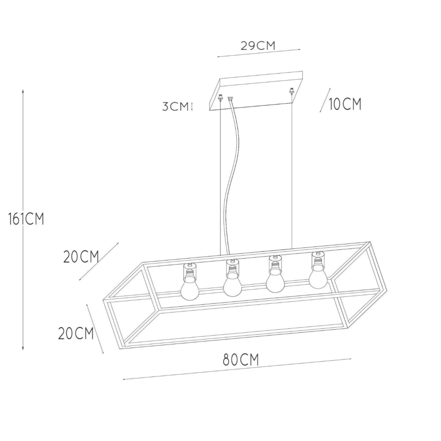 Lucide 00425/04/30 - Lestenec na vrvici FABIAN 4xE27/40W/230V