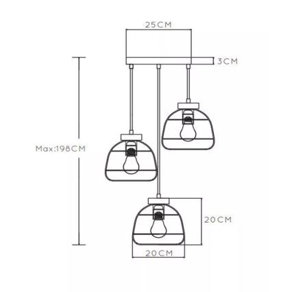 Lucide 00429/13/30 - Lestenec na vrvici FILOX 3xE27/40W/230V