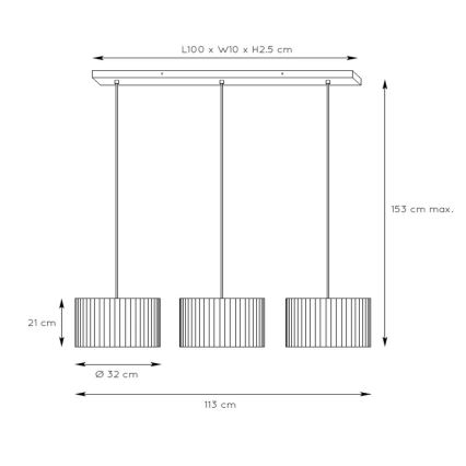 Lucide 03429/03/30 - Lestenec na vrvici MAGIUS 3xE27/40W/230V bambus