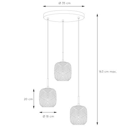 Lucide 03433/03/02 - Lestenec na vrvici AGATHA 3xE27/40W/230V