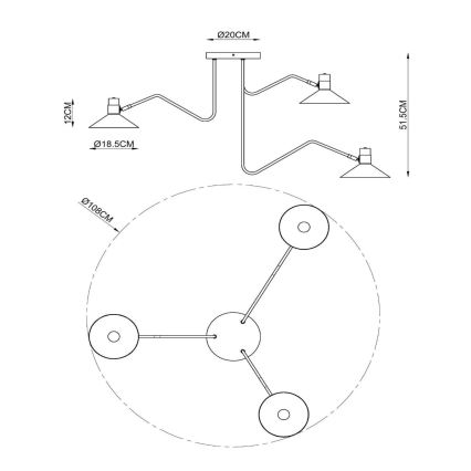 Lucide 05128/03/30 - Lestenec PEPIJN 3xE14/40W/230V