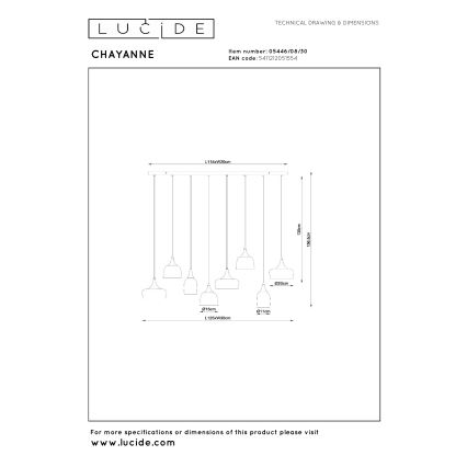 Lucide 05446/08/30 - Lestenec na kablu CHAYANNE 8xE14/10W/230V