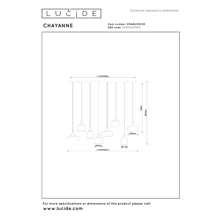 Lucide 05446/08/30 - Lestenec na kablu CHAYANNE 8xE14/10W/230V