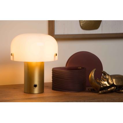 Lucide 05538/01/02 - Zatemnitvena namizna svetilka na dotik TIMON 1xE14/10W/230V pr. 17,5 cm zlata/bela