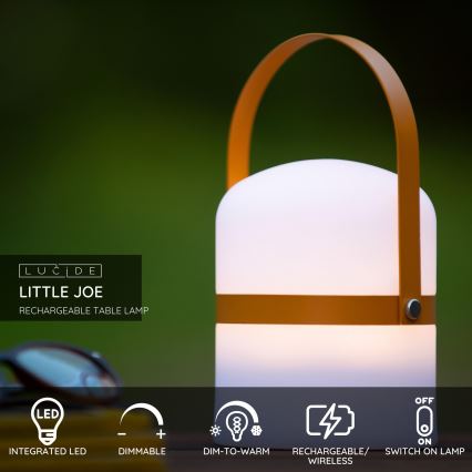 Lucide 06802/01/43 - LED Zunanja zatemnitvena svetilka LITTLE JOE LED/0,3W/3,7V USB IP44 680 mAh oranžna