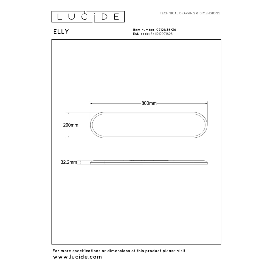 Lucide 07121/36/30 - LED Zatemnjiva stropna svetilka ELLY LED/36W/230V 2700/3300/4000K 20x80 cm