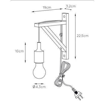 Lucide 08208/01/31 - Stenska svetilka FIX WALL 1xE27/60W/230V bela