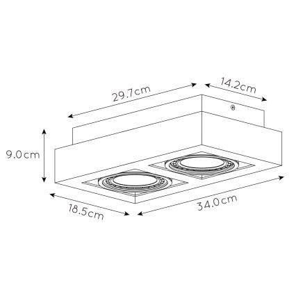 Lucide 09120/24/30 – LED Zatemnitveni reflektor ZEFIX 2×GU10/12W/230V črn