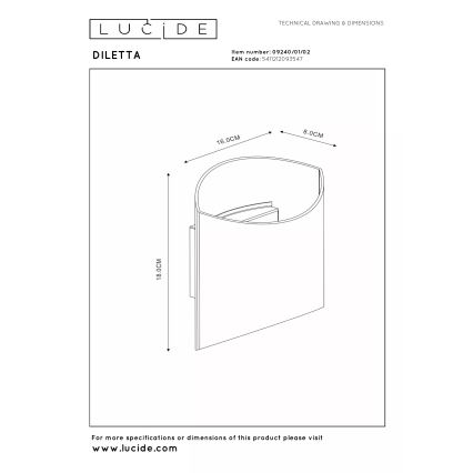 Lucide 09240/01/02 - Stenska svetilka DILETTA 1xG9/40W/230V zlata