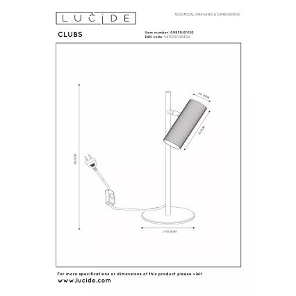 Lucide 09539/01/30 - Namizna svetilka CLUBS 1xGU10/40W/230V črna