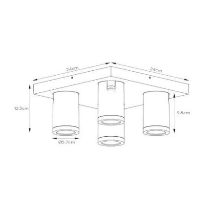 Lucide 09930/20/30 – LED Zatemnitveni reflektor TAYLOR 4×GU10/5W/230V IP44
