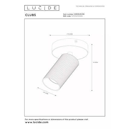 Lucide 09939/01/30 - Stensko reflektorsko svetilo CLUBS 1xGU10/40W/230V črna