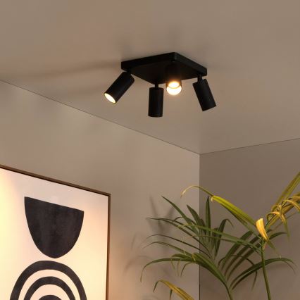 Lucide 09939/14/30 - Smerna stropna svetilka CLUBS 4xGU10/40W/230V črna