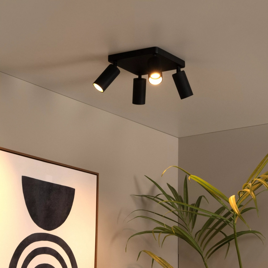 Lucide 09939/14/30 - Smerna stropna svetilka CLUBS 4xGU10/40W/230V črna