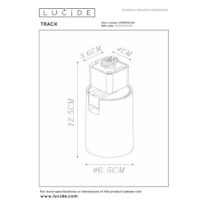 Lucide 09951/01/30 - Smerna svetilka za tirni sistem TRACK 1xGU10/MR16/50W/230V