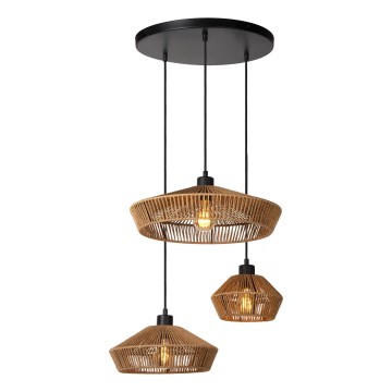 Lucide 10413/03/72 - Lestenec na vrvici YUNKAI 3xE27/60W/230V rjava