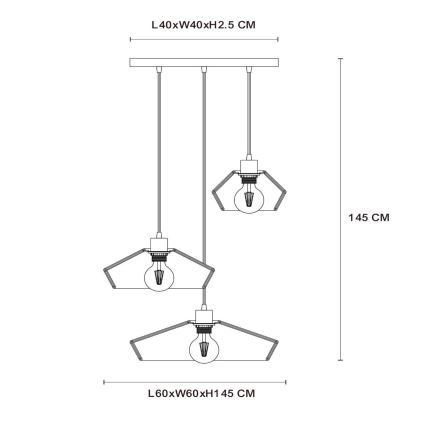 Lucide 10413/03/72 - Lestenec na vrvici YUNKAI 3xE27/60W/230V rjava