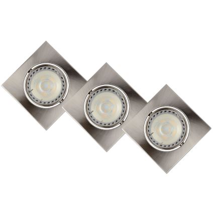 Lucide 11002/15/12 - SET 3x LED Zatemnitvena vgradna svetilka FOCUS 1xGU10/5W/230V mat krom kvadraten