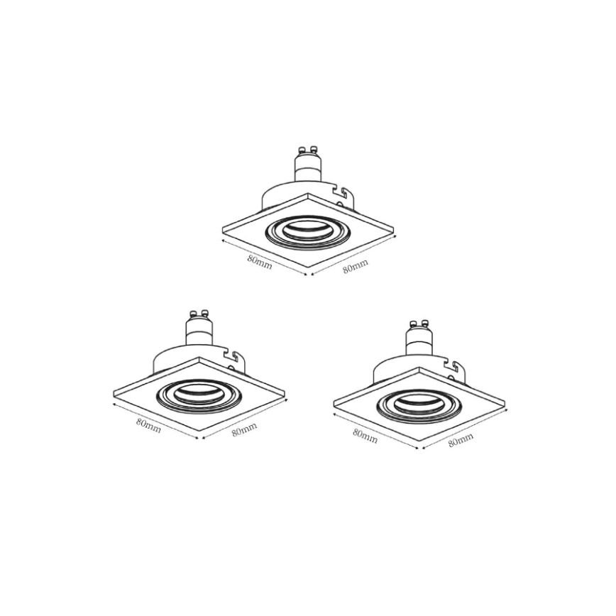Lucide 11002/15/12 - SET 3x LED Zatemnitvena vgradna svetilka FOCUS 1xGU10/5W/230V mat krom kvadraten