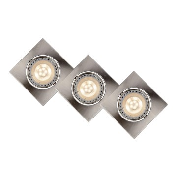 Lucide 11002/15/12 - SET 3x LED Zatemnitvena vgradna svetilka FOCUS 1xGU10/5W/230V mat krom kvadraten