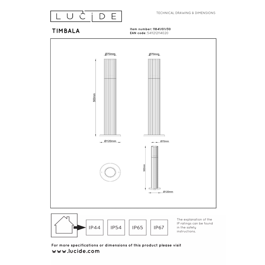 Lucide 11841/01/30 - Zunanja svetilka TIMBALA 1xGU10/7W/230V IP44