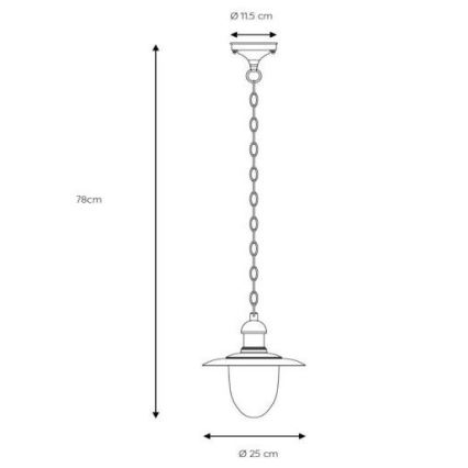 Lucide 11872/01/30 - Zunanja obesna svetilka ARUBA 1xE27/60W/230V IP44