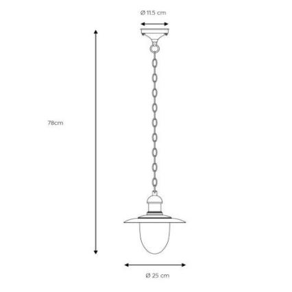 Lucide 11872/01/97 - Zunanja obesna svetilka ARUBA 1xE27/60W/230V IP44