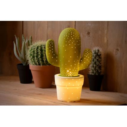 Lucide 13513/01/33 - Namizna svetilka CACTUS 1xE14/25W/230V zelena