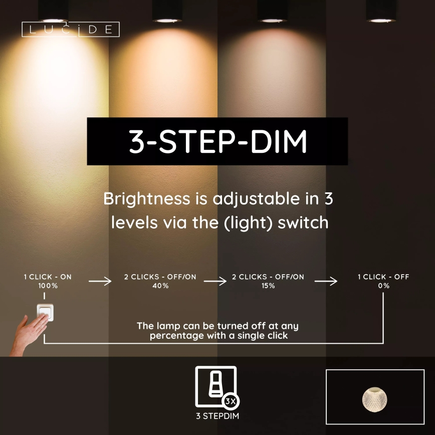 Lucide 13599/01/60 - LED zatemnjevalna polnilna namizna svetilka na dotik CINTRA LED/1,5W/3,7V 1400 mAh