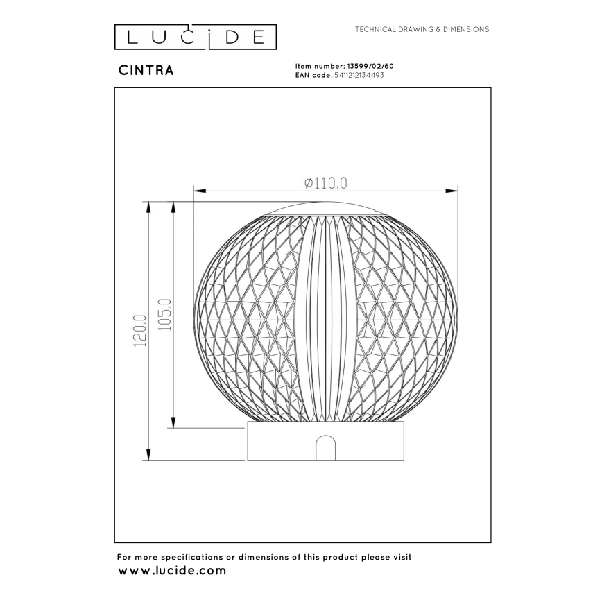 Lucide 13599/02/60 - LED z nastavljivo svetlostjo polnilna namizna svetilka na dotik CINTRA LED/2W/3,7V 4000 mAh