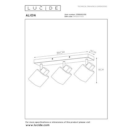 Lucide 17999/03/30 - Usmerjeno svetilo ALION 3xE14/25W/230V