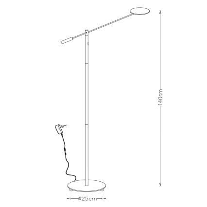 Lucide 19766/09/12 - LED Zatemnitvena stoječa svetilka ANSELMO LED/9W/230V mat krom