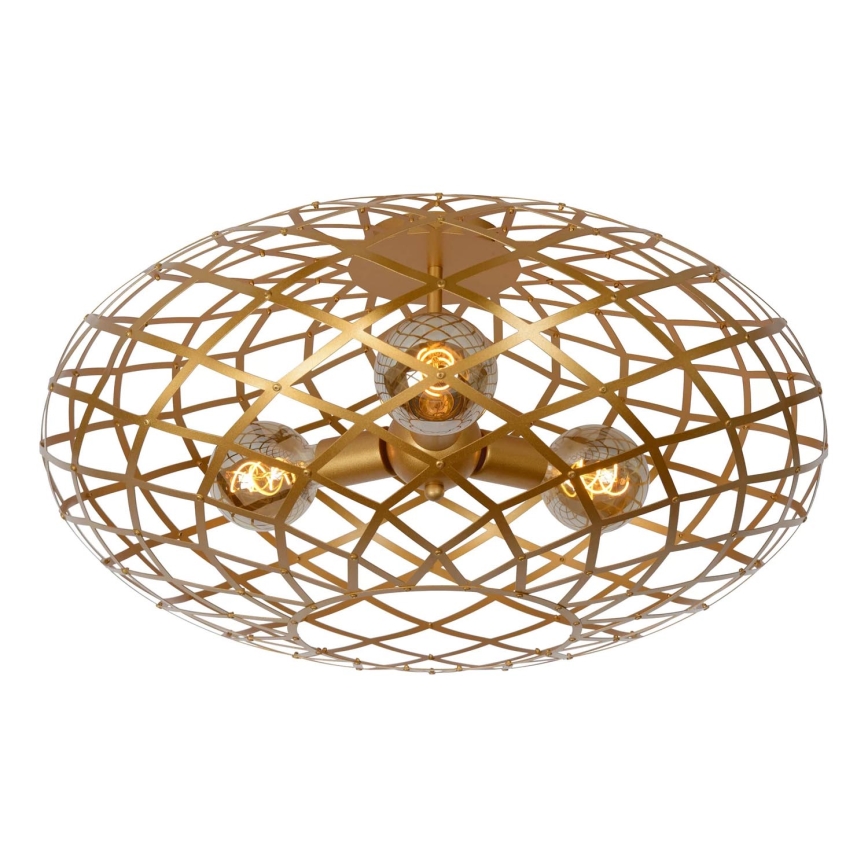 Lucide 21117/65/02 - Stropna svetilka WOLFRAM 3xE27/60W/230V zlata