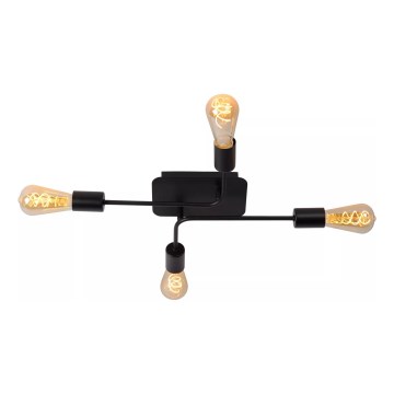 Lucide 21118/04/30 - Pritrjen stropni lestenec LESTER 4xE27/40W/230V črn