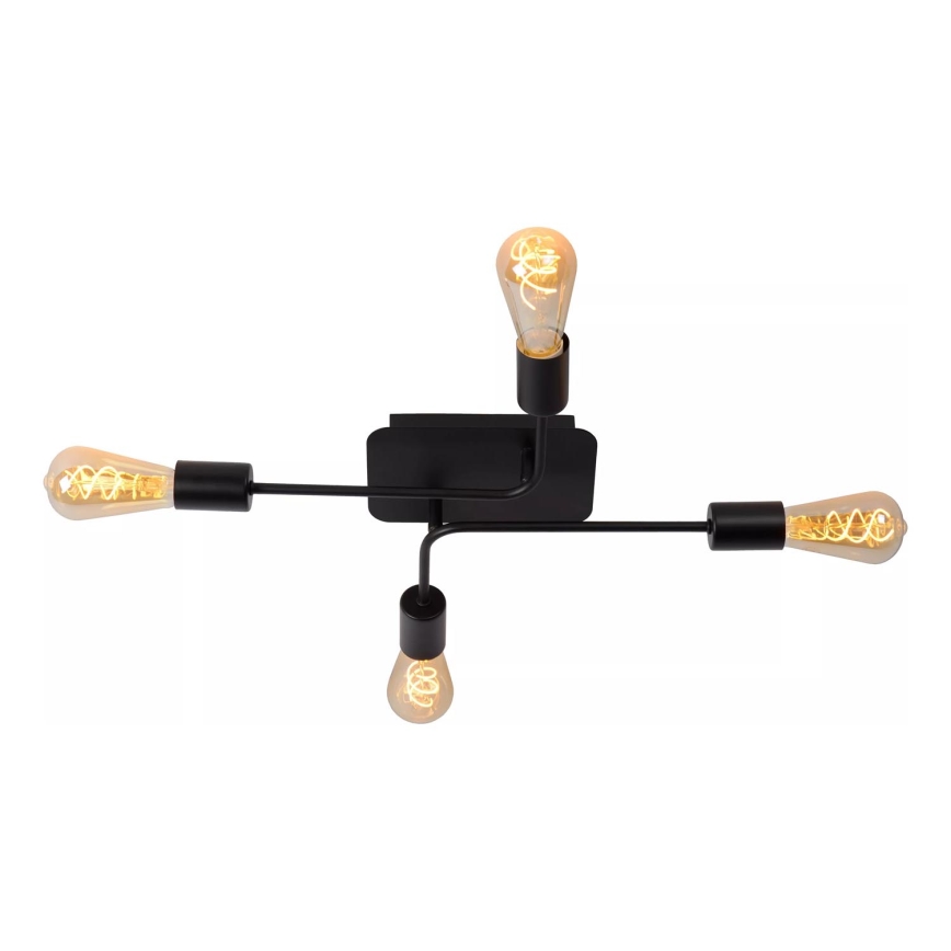 Lucide 21118/04/30 - Pritrjen stropni lestenec LESTER 4xE27/40W/230V črn