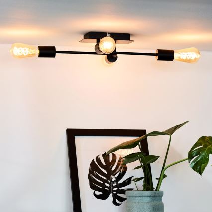 Lucide 21118/04/30 - Pritrjen stropni lestenec LESTER 4xE27/40W/230V črn
