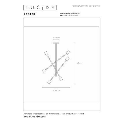 Lucide 21119/06/02 - Lestenec na drogu LESTER 6xE27/40W/230V