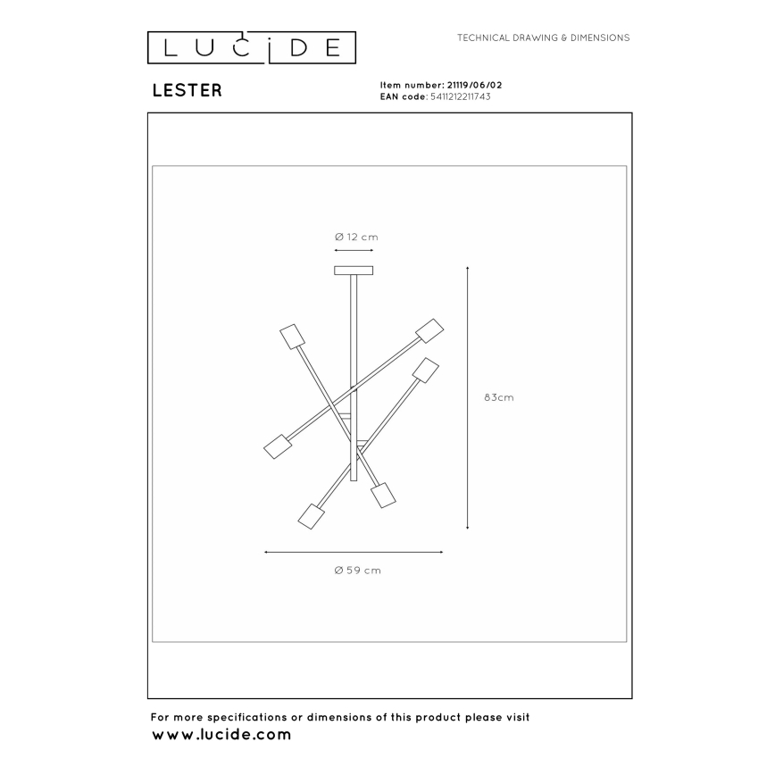 Lucide 21119/06/02 - Lestenec na drogu LESTER 6xE27/40W/230V
