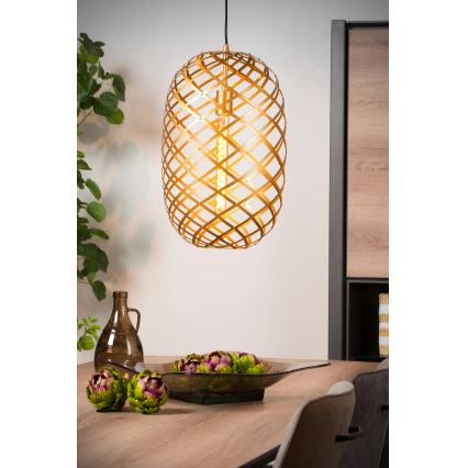 Lucide 21417/32/02 - Lestenec na vrvici WOLFRAM 1xE27/60W/230V bukev