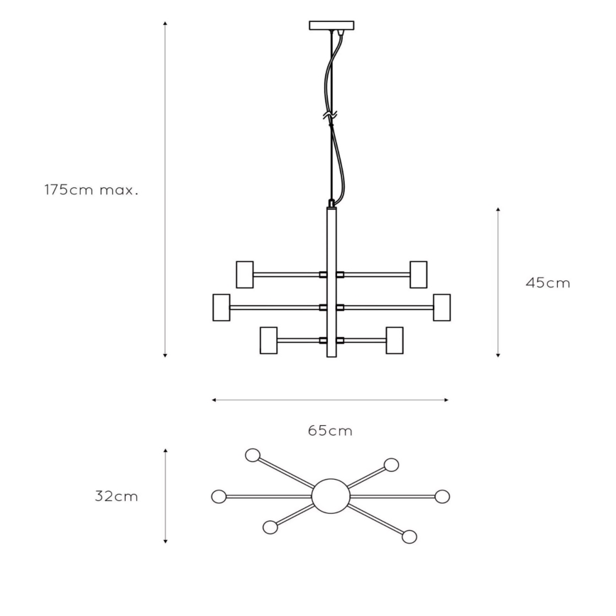 Lucide 21421/06/30 - Lestenec na vrvici LEANNE 6xE27/60W/230V